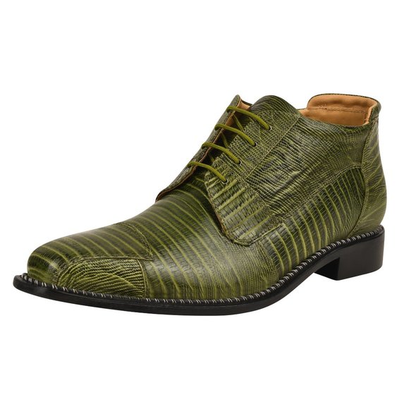 LIBERTYZENO OLIVE LEATHER LACE-UP BOOTS - Picture 1 of 7